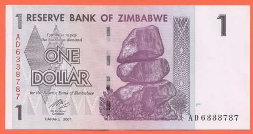 ZIMBABWE -  UNCIRCULATED ONE DOLLAR NOTES