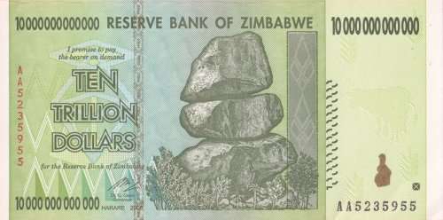 ZIMBABWE -  UNCIRCULATED TEN TRILLION DOLLARS NOTE