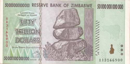 ZIMBABWE -  FIFTY TRILLION DOLLARS NOTE