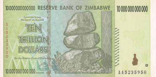 ZIMBABWE -  UNCIRCULATED TEN TRILLION DOLLARS NOTE