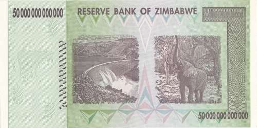ZIMBABWE -  UNCIRCULATED FIFTY TRILLION DOLLARS NOTE for Melinda Liebenberg