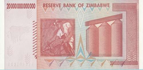 ZIMBABWE -  UNCIRCULATED TWENTY TRILLION DOLLARS NOTE