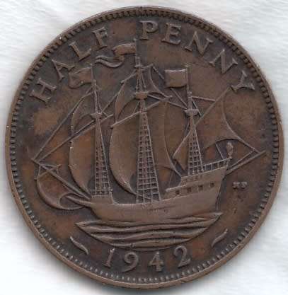 *****  1942  HALF PENNY  COIN  *****                    SUN7022