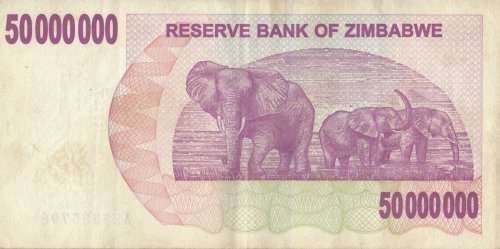 ZIMBABWE  FIFTY  MILLION  DOLLARS     BEARER  CHEQUE     AE5835798