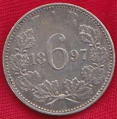 1897   SIXPENCE  SILVER    COIN         SUN8619