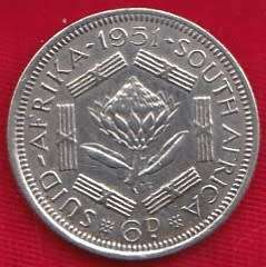 1951   SIXPENCE COIN SILVER   SA                SUN8760