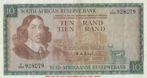 TW de Jongh R10 banknote C265 928079 SET046