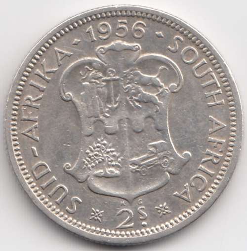 1956  TWO SHILLING COIN SILVER   SA                SUN9319