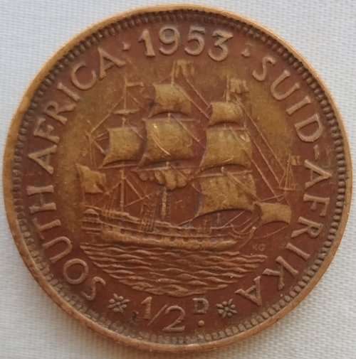1953    HALF PENNY COIN    SOUTH AFRICA                 SUN11879~