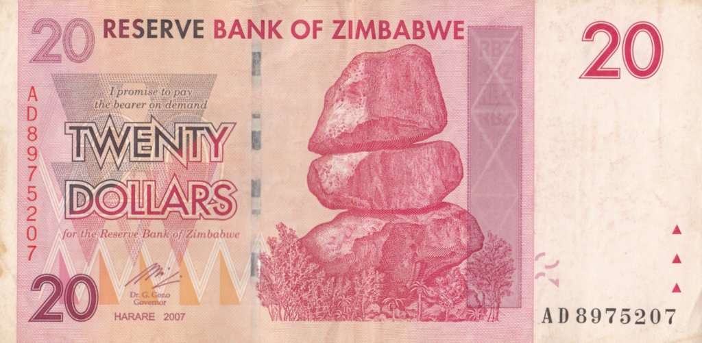 TWENTY DOLLARS    ZIMBABWE    AD8975207      SET088