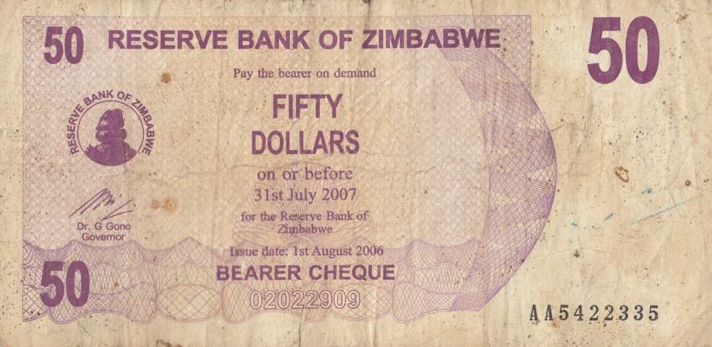 FIFTY  DOLLARS       ZIMBABWE        AA5422335      SET088
