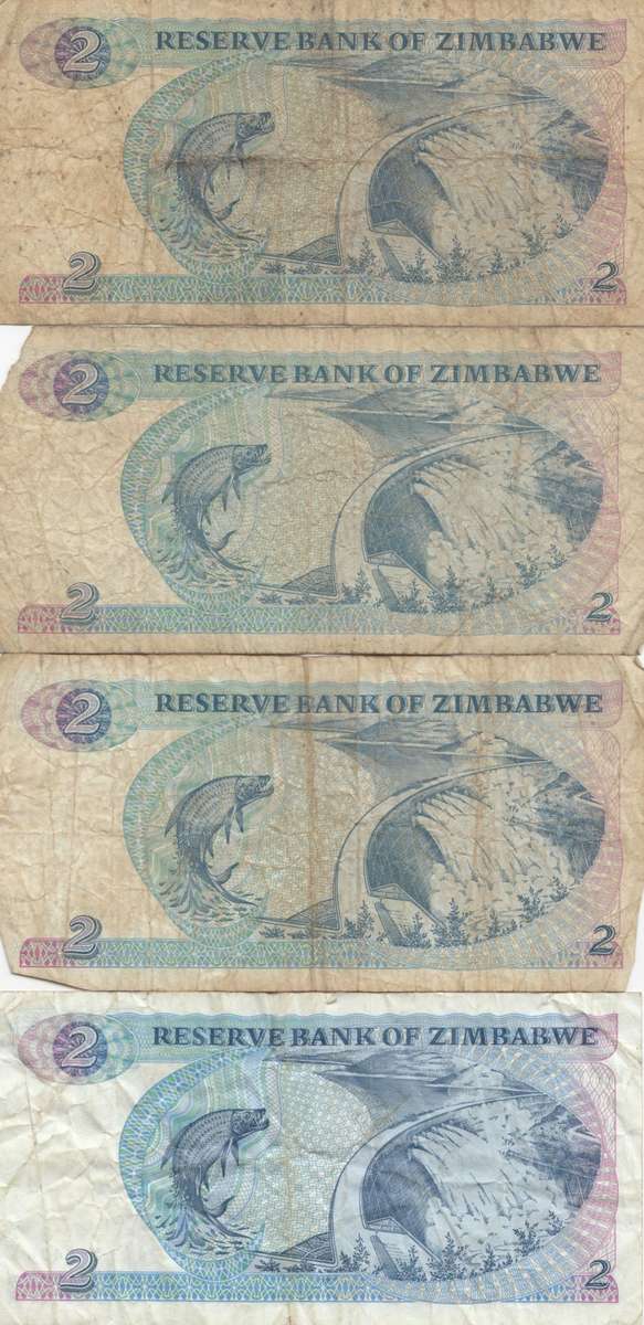 TWO DOLLARS  NOTES        ZIMBABWE               SET010B