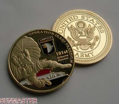 002 101 th airborne 24k gold-plate challenge coin S17A