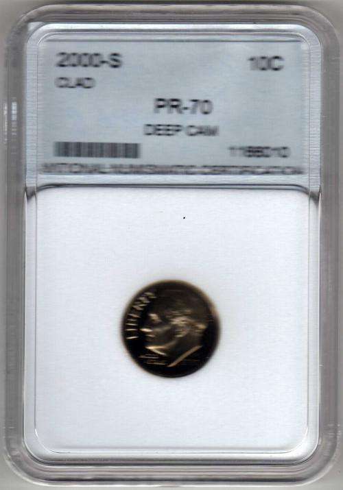 2000 - S    10    CENT   COIN    USA      NNC GRADED  PR-70