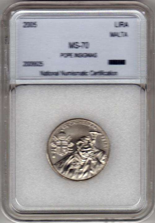 2005     LIRA     MALTA     MS-70 (POPE INSIGNIAS)    COIN       2009925