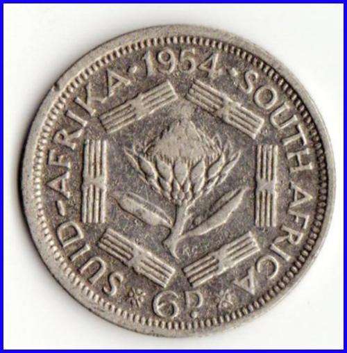 SOUTH AFRICA      6   PENCE      1954                  SUN2444