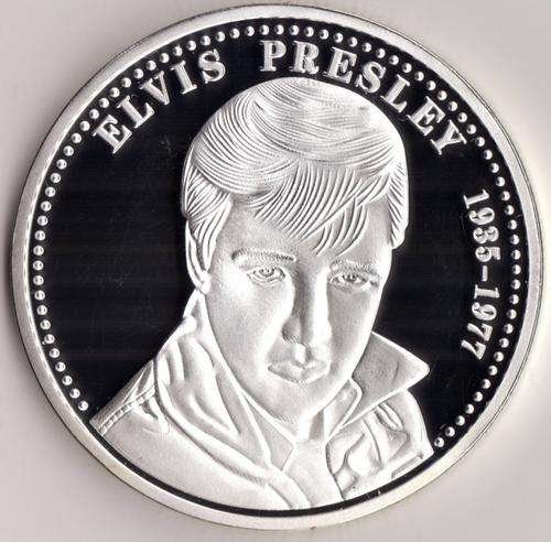 ELVIS PRESLEY THE KING OF POP MUSIC SILVER PLATED COIN