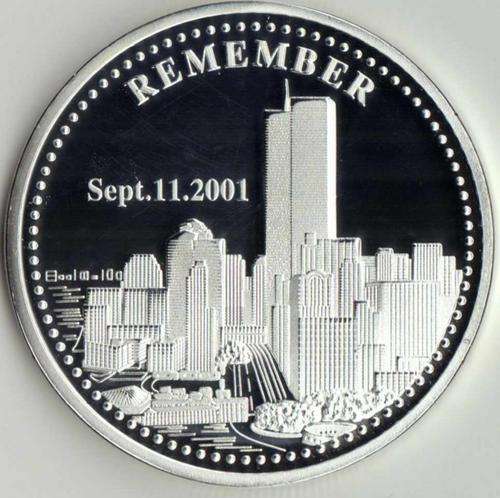 WTC 9/11 SILVER COMMEMORATIVE COIN AMERICA REMEMBER
