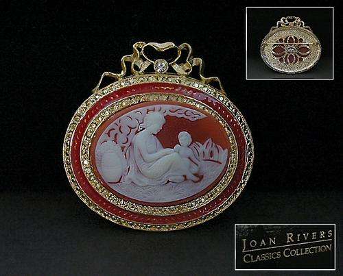 14KT GP ANTIQUED CARNELIAN CAMEO PIN