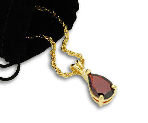 GARNET PEAR SHAPE 14K GP PENDANT