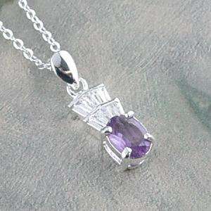 FANCY  AMETHYST STERLING FINISH PENDANT