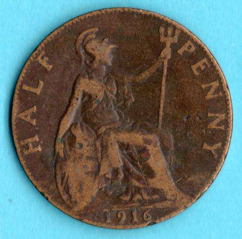 *****  1916  HALF PENNY COIN  *****                    SUN832
