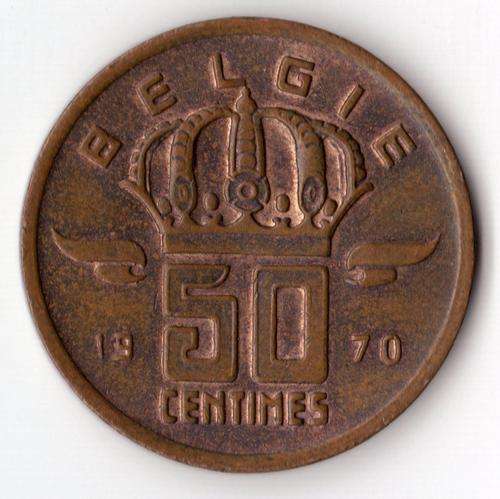 *****  1970 50 CENTIMES BELGIE COIN   *****                         SUN838