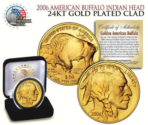 2006 $50 AMERICAN 24K GOLD CLAD BUFFALO TRIBUTE