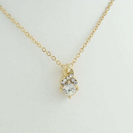14KT Gold EP Classic Clear CZ Pendant