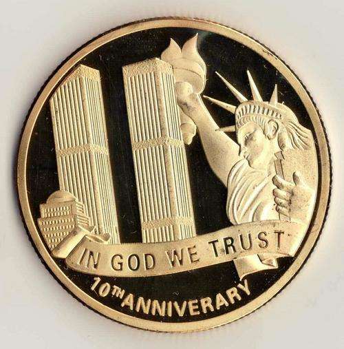 9/11 10th Anniverary Memorial Gold-plated Coin