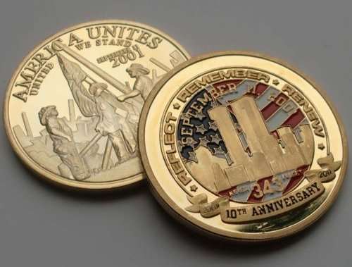 911 10TH anniversary 24k gold-plate challenge coin C1