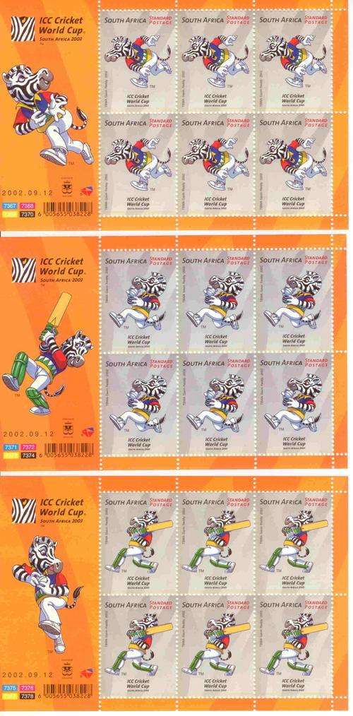RSA 2002 ICC Cricket World Cup Six sheetlets