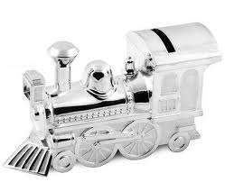 Silver plated train money box for that special boy