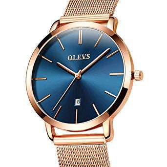 OLEVS Women Ultra Thin 6.5mm Quartz Rose Gold Wrist Watch