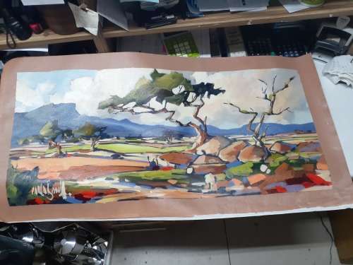 Carla Bosch Rocky mountain scene canvas art 40x90