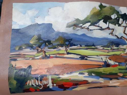 Carla Bosch Rocky mountain scene canvas art 40x90