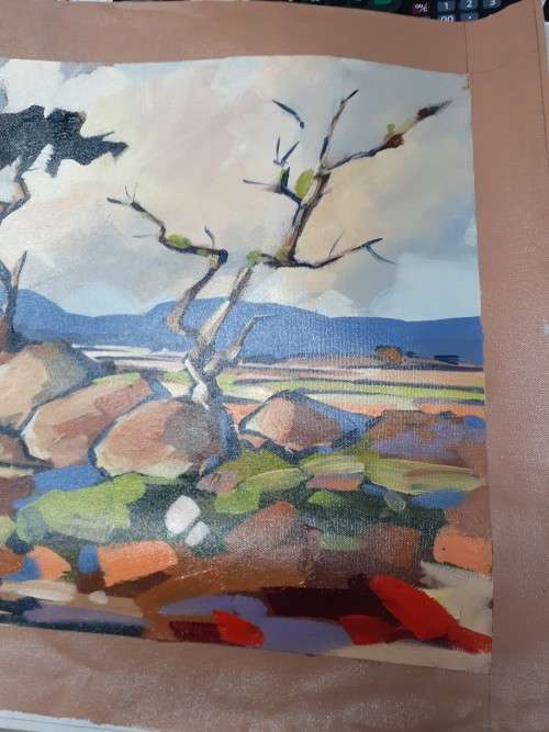 Carla Bosch Rocky mountain scene canvas art 40x90