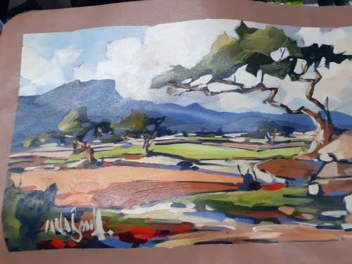 Carla Bosch Rocky mountain scene canvas art 40x90