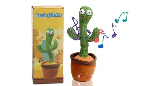 Electric Singing Dancing Cactus Recording Repeating Plush Toy for Kid