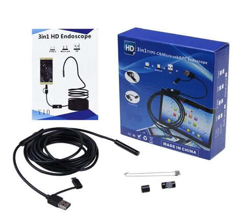 3 IN 1 Type-C / Micro USB & PC Endoscope 10m Y101