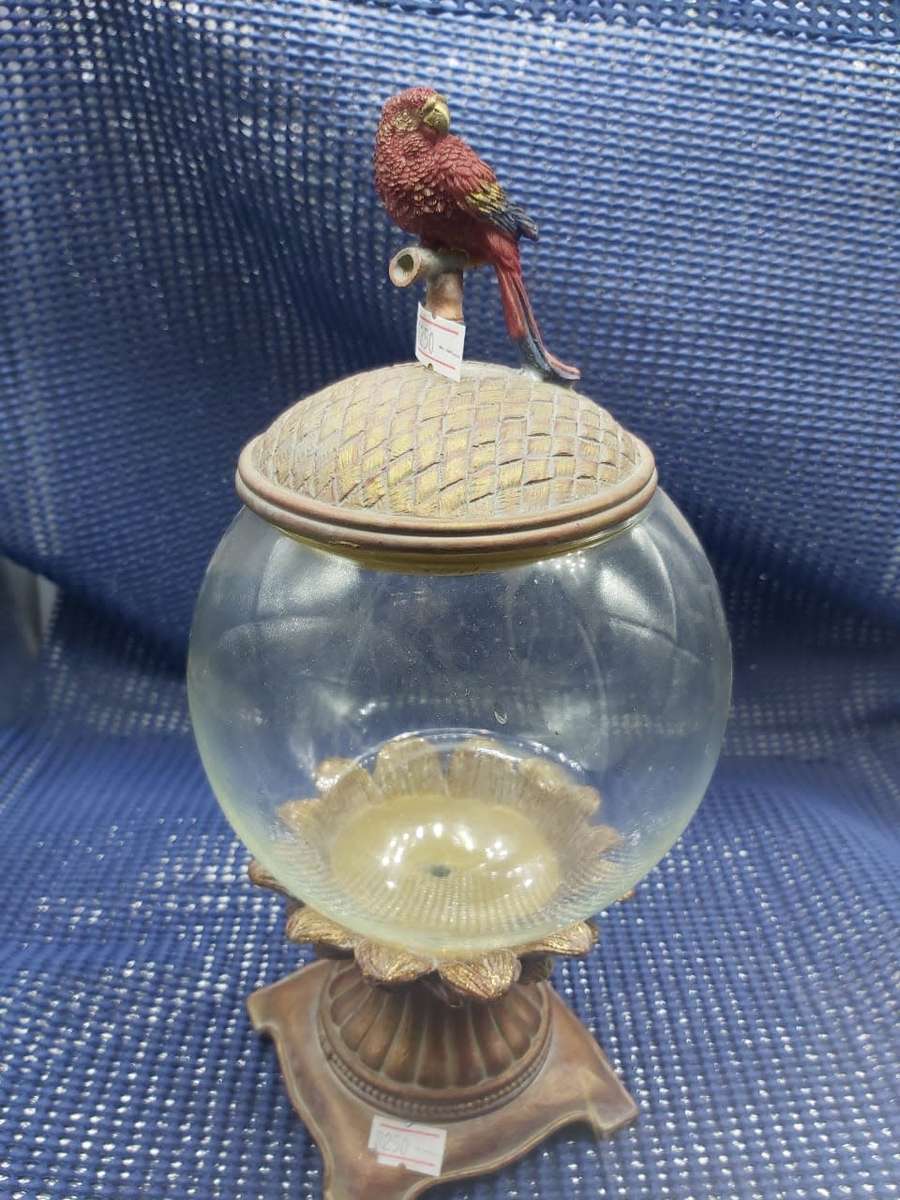 Vintage Globe With Parrot--Ornament