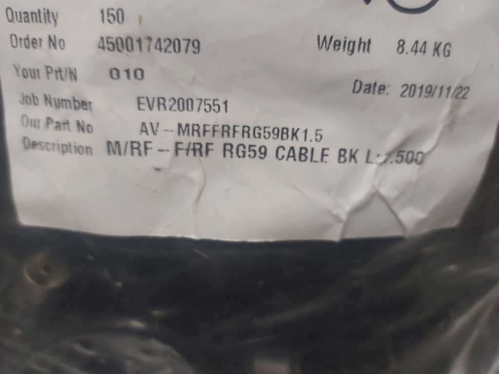 COAXIAL CABLE 1.5m --MALE TO FEMALE- 150PIECES --COA