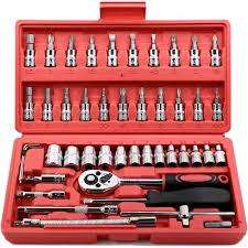 46 Pieces 1/4 inch Drive Socket Ratchet Wrench Set with Storage Case