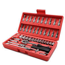 46 Pieces 1/4 inch Drive Socket Ratchet Wrench Set with Storage Case