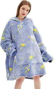 HUGGLE HOODIE GLOW IN THE DARK --SPACE, STARS AND SPACESHIP