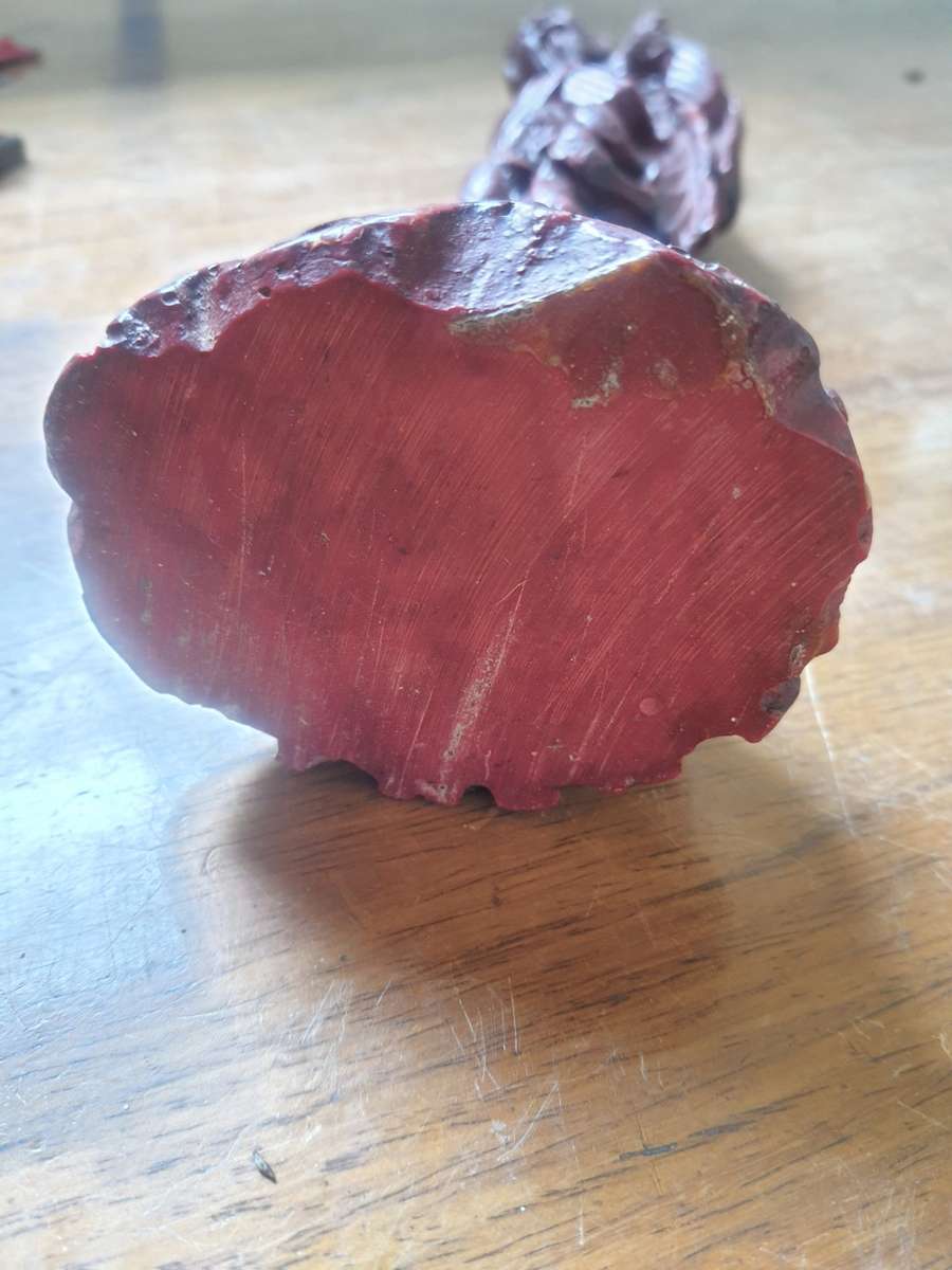 ANTIQUE CHINESE BEARDED FISHERMAN ROSEWOOD EYES ON FISH STATUE - VERRY DESIRABLE !!!! 32 CM HIGH