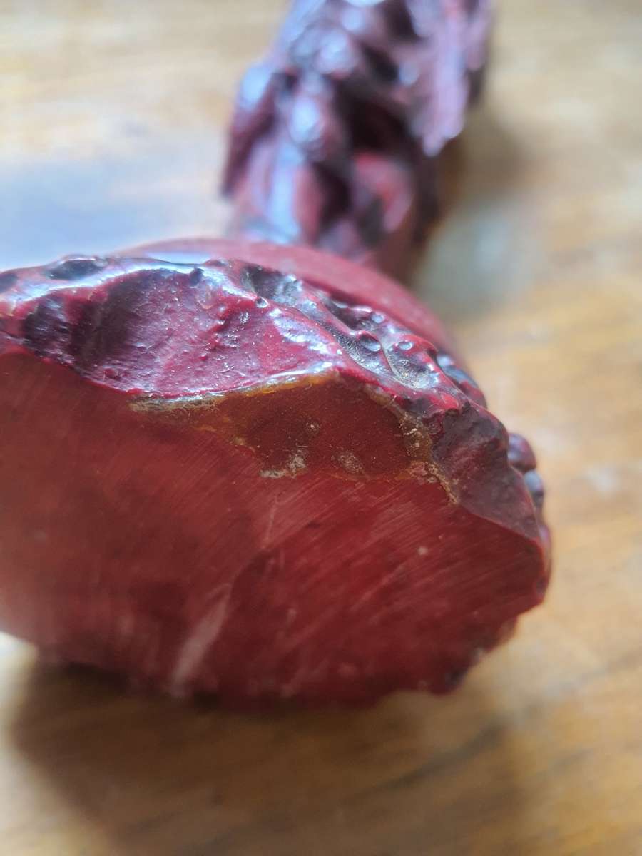 ANTIQUE CHINESE BEARDED FISHERMAN ROSEWOOD EYES ON FISH STATUE - VERRY DESIRABLE !!!! 32 CM HIGH