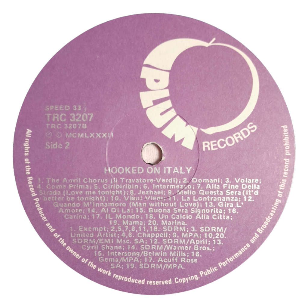 1982 Various - Hooked On Italy, 40 Of The Greatest Popular Italian Hits - Vinyl, 7`, 33 RPM - Pop -