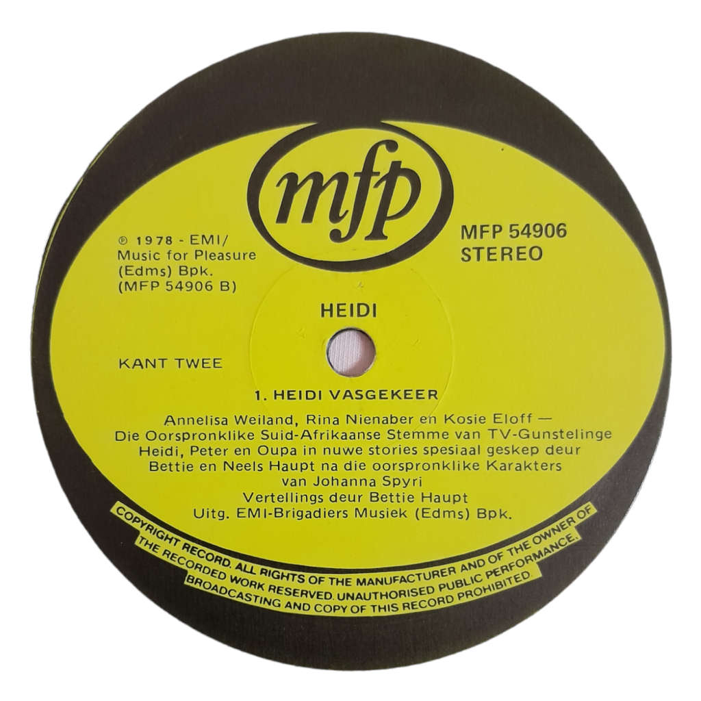 1978 Annelisa Weiland, Rina Nienaber, Kosie Eloff, Bettie Haupt - Heidi 4 - Vinyl, 7`, 33 RPM - Othe