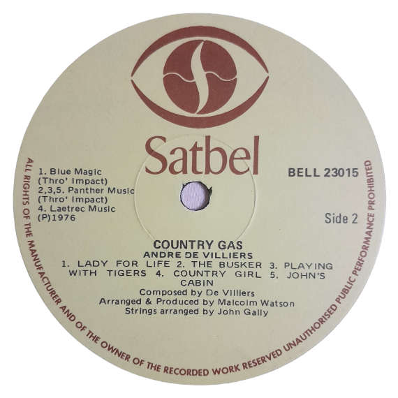 1976 Andre De Villiers - Country Gas - Vinyl, 12`, 33 RPM - Country - Very Good - With Cover